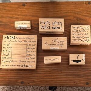 Wooden Stamp Set with Sentiments